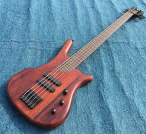 custom-made electric bass guitar semi glossy finished brown color like playing years effect .black parts