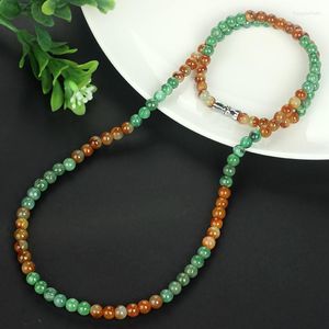 Chains Myanmar Natural Jade A Cargo Necklace Genuine Yellow Green 5mm Beads En3000#