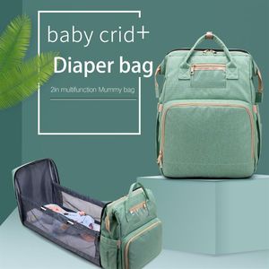 Large Capacity Diaper Bag Mummy Birthing Backpack Travel Portable Shoulder Multifunction Fold Bed Bags Waterproof Stylish Pack LJ2303Z