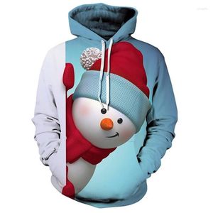 Мужские толстовки 2022 Рождественская серия снеговиков 3D -печать мода Fashion Fun Hoodie Top Top