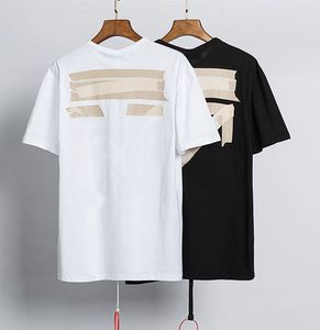Męski projektant mody Offs bawełniany sznur t koszule luksusowe bawełniane luźne koszulki swobodne letnie krótkie rękawy Malarstwo olejne czarne tylne strzałki Kobiety