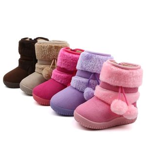 Boots Girls Winter Boys Kids Warm Cotton Plush Inside Children Snow Anti-slippery Fur Ball Pendant Cute 21-35 221122