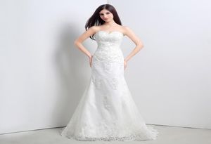 New White Lace Mermaid Wedding Dresses 2022 Sweetheart Appliques Party Bridal Gowns Stock 616 QC 3319817394