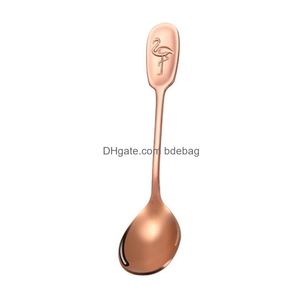 Spoons Cartoon Handled Spoons 304 Stainless Steel Thickening Meal Spoon Kids Soup Scoops Mirror Polished Drop Delivery Home Garden K Dhsqu