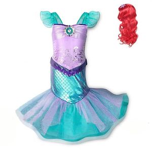 Princess Ariel Dress for Girl Little Mermaid Dress Up Costumes Kids Cosplay Abibiti Stampa Summer Pazzo e set verdi Y2001220x