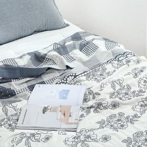 Blankets Simple Six-layer Muslin Throw Blanket Cotton Gauze Towel Quilt Double-sided Flower /Plaid Sofa Bed Summer Bedspread