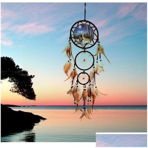 Other Home Decor Home Decor Indian Wolf Dream Catcher With Brown Feathers Dreamcatcher Bead Beautif Hanging Decoration Fashion Handm Dhrdf