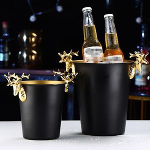 Tabela de vinho racks de vinho cerveja de cerveja de cerveja refrigerador balde preto dourado gelo bucket de aço de vinhos de gelo de gelo cooler caixa de barril ktv ktv ferramenta 221121