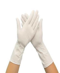 100 stcs wegwerphandschoenen witte nitrilrubber latex handschoenen voedsel laboratorium reiniging plastic 12 inch lange dikke duurzame handschoenen 2012