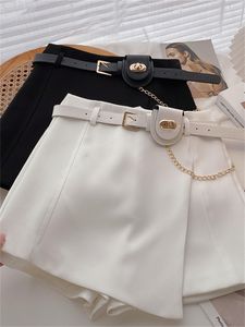 Pantaloncini da donna Yitimoky per abbigliamento donna Gonne a gamba larga a vita alta Telai autunnali Catena bianca Moda coreana Elegante 221122