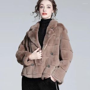 Pelliccia delle donne 2022 di Inverno Delle Donne Solido Dell'annata del Cappotto del Rivestimento di Modo di Autunno Del Risvolto Del Collare di Spessore Caldo Faux Office Lady Femminile Casual Magliette e camicette