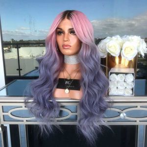 Synthetic Wigs women's fashion three mixed color long curly hair middle split wig chemical fiber large wave head cover 221122