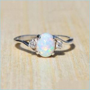 Cluster Rings Opal Diamond Ring Gemstone Engagement Wedding For Women Solitaire Rings Fashion Jewelry Gift Drop Delivery Dhoy4