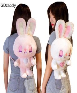 Söt rosa lång frans kanin plysch ryggsäck fyllda djur lång öron kanin flicka skolväska kram leksak för barn födelsedag xmas gåva31