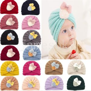 Baby Kids Hedging hat Winter Crochet Beanies Children Warm yarn Knit Cap For Girls Boys Casual Solid Color Strawberry Hat DE950