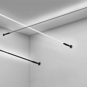 Taklampor Modernt l￥ngt linje LED -b￤lte f￶r inomhus bakgrundsdekor 3m 5m 7m l￤ngd El Restaurang Bar Lamp Remote Dimning