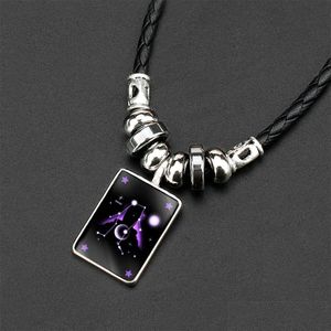 Pendanthalsband 12 Constell Horoscope Halsband Gl￶d i Dark Sign Fashion Jewelry Women Mens Halsband Drop Delivery Pendants Dhor5