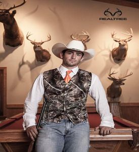 Vintage Camo Groom Vests Hunter Country Cowboy Wedding Realtree Spring Camuflage Mens Armas de vestuário de 2 peças