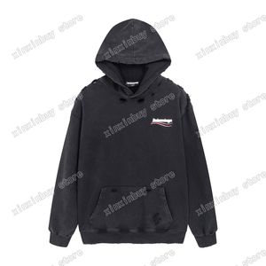 xinxinbuy erkekler tasarımcı kapüşonlu sweatshirt tahrip paris deniz dalga mektubu nakış deliği kadınlar siyah kahverengi beyaz büyük boy xs-2xl