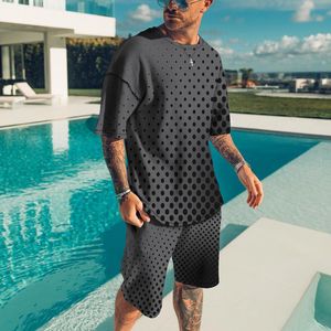 Felpe con cappuccio da uomo Felpe da uomo estive tinta unita gocce di pioggia stampate in 3D poliestere personalizzato girocollo oversize abbigliamento sportivo Tshirt pantaloni 2 pezzi moda casual 221122