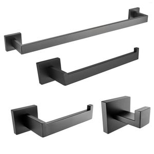 Bath Accessory Set Bathroom Hardware Black Robe Hook Towel Bar Rack Shelf Tissue Paper Holder Accessories