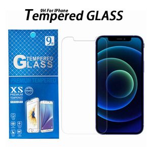 Displayschutzfolie aus gehärtetem Glas für iPhone 14 13 Pro Max 12 11 XR 8 Plus Samsung S22 S21 Transparente 9H-Filmhülle