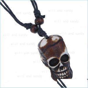 Pendant Necklaces Skl Head Necklaces Retro Pendant Long Chain Fashion Jewelry Necklace For Women Men Halloween Gift Drop Delivery Pen Dhzdw