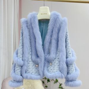 Womens Fur Faux Winter Elegant Pink Sweet Coats Female Big Pocket Thick Warm Woolen Patchwork Vest Lady Outerwears 221122