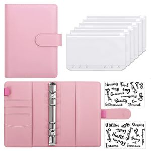 Notepads A6 PU Couather Binder Binder Notebook Sistema de caixa conjunto com bolsos para economia de dinheiro Organizador 221122