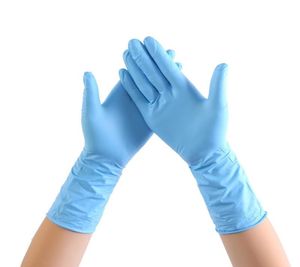 100pcs Blue Disposable Rubber Gloves Household Cleaning Catering Food Long Sleeve 12inch Nitrile Gloves Thick and Durable Gloves T
