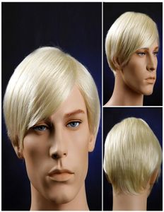 Blondynka peruka odporna na ciepło naturalną krótką prostą perukę dla mężczyzn japońskie włosy Ka Fibre2388680