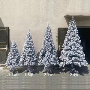 Christmas Decorations 150/180/210/240CM Flocked Snow Tree Luxury Artificial Snowflake PVC Holiday Prop For Home Office Party