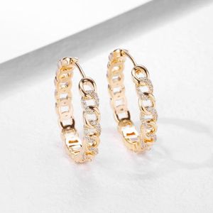 Hoop Earrings Korea Creative Design Chain Link Big Circle Personality Luxury Shiny Zircon Party Wedding Female Exquisite Jewelry Gift