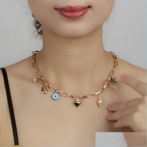 Chokers Gold Shell Heart Pendant Necklace Women Chains Choker Collar Fashion Jewelry Gift Drop Delivery Necklaces Pendants Dhuzs