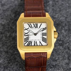 남자 시계 40mm 골드 스테인리스 스틸 다이얼 가죽 스트랩 접이식 버클 음주 방수 거울 럭셔리 디자이너 손목 시계 Montre de Luxe Watches