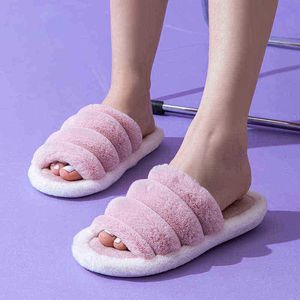 Men And Women New Cotton Slippers Autumn And Winter Pair Shoes Home Indoor Antislip Heat And Velvet Thick Bottom J220716