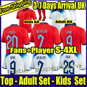 S-4XL 2022 Soccer Jersey Wereldbeker Kane Rashford Sancho Grealish 2023 Sterling Mount Saka Coady Englands National Team Football Shirts Men and Kids Kit 22 23
