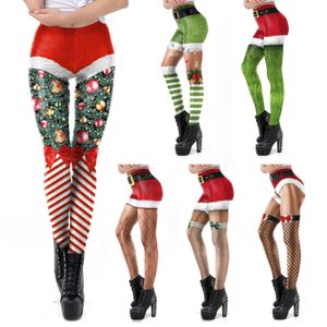 Kvinnors leggings VIP Fashion Christmas Belt Gift Autumn Winter Festival Legging Plus Size Women 3D Stripe Sexig Hög midja Skinny Leggins 221122