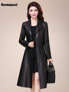 女性の革のフェイクネラッツルリ春秋、黒のソフトフェイクレザーコート女性スリーブボタンスリムフィットエレガントジャケット221122