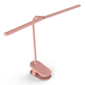 Lampade da tavolo Lampada da scrivania a LED a doppia testa Protezione per gli occhi Ricarica USB Luce da lettura Interruttore tattile ruotabile 3 modalità Luci per comodino camera da letto