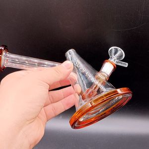 Mini 5.5 Inch Glass Bong Hookahs Orange Conical Dab Rig Shisha Male 14mm Water Recycler Pipes for Smoking