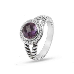 2024 Amethyst Wire Love Ring Inlaid Luxury Diamond Cz Twist Zircon Designer Round Classic Rings Woman Ladies Jewelry Fashion Women Anniversary