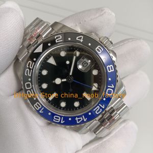 2 Color Wristwatches Watch Mens 904L Steel Cal.2836 Movement Automatic 40MM Blue Ceramic Bezel Black Dial V12 Version Sport Bracelet Folding Clasp Watches