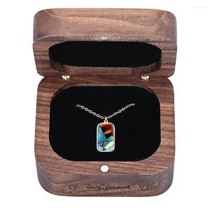 Pendant Necklaces Handmade Women Resin Wood Gold Color Clavicle Chain Square Charm Chokers Minimalist Collars Necklace Fashion Lady Jewelry