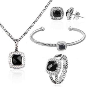 Armbänder Luxus Ohrringe Armband Sets Designer Frauen Schmuck Set Granat Zirkon Ohrring Anhänger Halskette Ringe 18k vergoldet