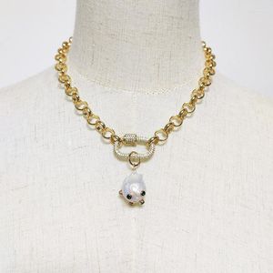 Collane con ciondolo Elegante catena rotonda unica Collana di perle barocche Punk Hip-hop Trend Accessori per collo Banchetto per feste Mostra fascino femminile
