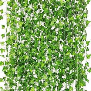 Faux Floral Greenery 12 Pack 230 cm Sztuczna roślina bluszcz girlandy fałszywy jedwabny liść winorośl wiszące zielone liście na pokój biuro ślubne dekoracje ścienne 221122