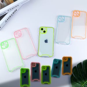 Klar fluorescerande lysande stötfångare fall Noctilucent stötsäker transparent mjuk TPU -kameralinsskyddsskydd för iPhone 14 13 12 11 Pro Max XR XS X