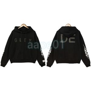 Luxury Designer Mens Hoodie Flame Letter Print Long Sleeve Sweater Autumn Fashion Brand Pullover Womens Crew Neck Top Black