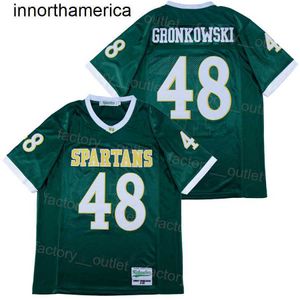 Men High School Williamsville Spartans Football 48 Rob Gronkowski Jersey Moive Hip Hop Team Color Green Embroidery Hiphop College for Sport Fans High